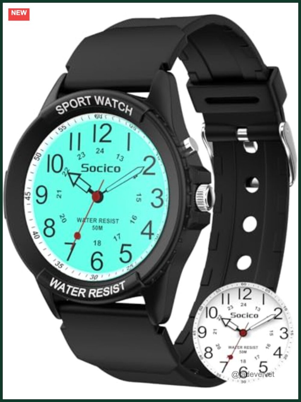 SOCICO Analog Watch Women Nurses 50M Waterproof Night Light 12/24H